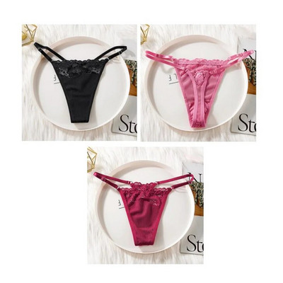 3 bucăți "reglabili" din dantelă, chiloți, lenjerie în formă de T, lenjerie moale pentru femei, sexy, respirabil, cu talie joasă, pentru fete.