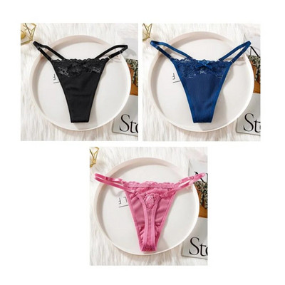 3 bucăți "reglabili" din dantelă, chiloți, lenjerie în formă de T, lenjerie moale pentru femei, sexy, respirabil, cu talie joasă, pentru fete.