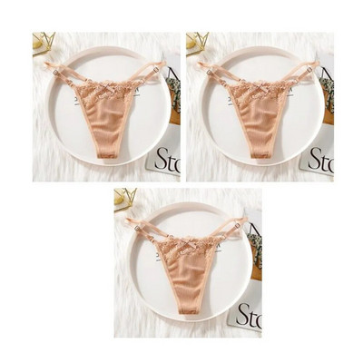 3 bucăți "reglabili" din dantelă, chiloți, lenjerie în formă de T, lenjerie moale pentru femei, sexy, respirabil, cu talie joasă, pentru fete.