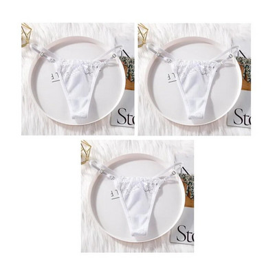 3 bucăți "reglabili" din dantelă, chiloți, lenjerie în formă de T, lenjerie moale pentru femei, sexy, respirabil, cu talie joasă, pentru fete.