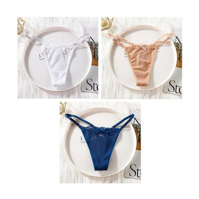 3 bucăți "reglabili" din dantelă, chiloți, lenjerie în formă de T, lenjerie moale pentru femei, sexy, respirabil, cu talie joasă, pentru fete.