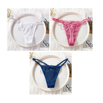 3 bucăți "reglabili" din dantelă, chiloți, lenjerie în formă de T, lenjerie moale pentru femei, sexy, respirabil, cu talie joasă, pentru fete.