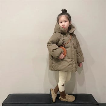 Girls Down Coat Jacket Cotton Windbreak 2023 Coffee Warm Plus Thicken Velvet Winter Outwear Παιδικά ρούχα