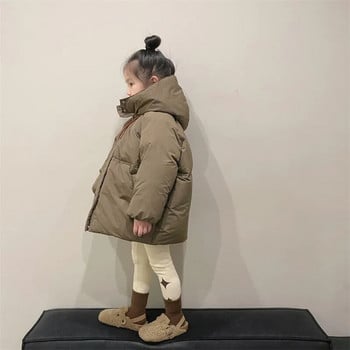 Girls Down Coat Jacket Cotton Windbreak 2023 Coffee Warm Plus Thicken Velvet Winter Outwear Παιδικά ρούχα