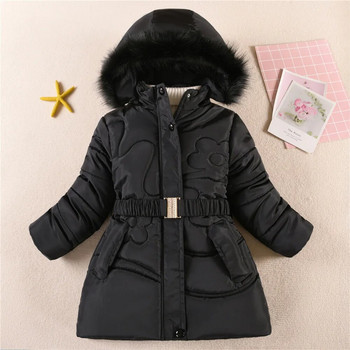 5-12 ετών Χειμερινό μπουφάν για κορίτσια μονόχρωμο Keep ζεστό Μόδα Πριγκίπισσα παλτό με κουκούλα γούνινο γιακά για κορίτσια Εξωτερικά ρούχα Παιδικά ρούχα
