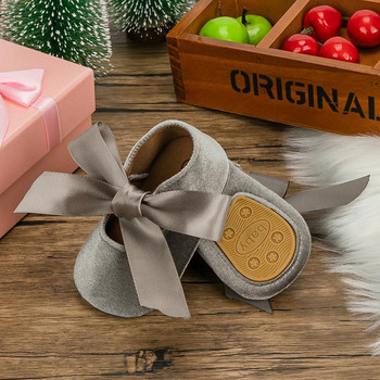 KIDSUN Βρεφικά παπούτσια για κορίτσια Πριγκίπισσα Παπούτσια για βρέφη νήπια Αντιολισθητική επίπεδη μαλακή σόλα Βαμβακερό καουτσούκ Χαριτωμένο φιόγκο με κόμπο First Walkers Newborn