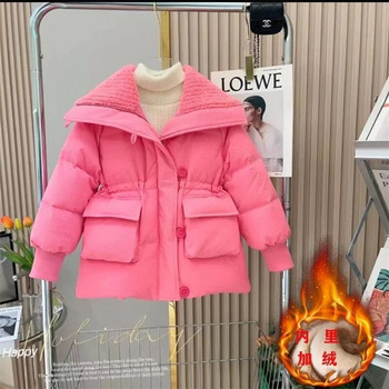 Дебело топло дълго палто за момичета -30 ℃ Зима, големи деца, подплатени памучни дрехи плюс кадифено връхно облекло, детско яке с парка, снежен костюм 5-12 години