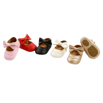 Citgeett 0-18M Baby Infant Girls Flat Shoes Bow Knot Solid First Walker Soft Sole Новородени бебета Toddler Girls Princess Shoes