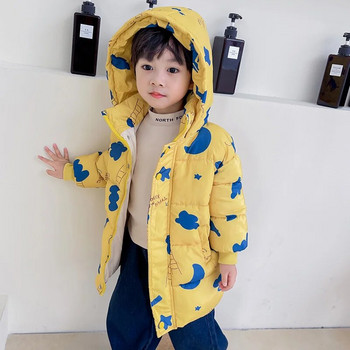 Νέα πουπουλένια βαμβακερά ρούχα Μπουφάν Χειμώνας για αγόρια Κορίτσια Χοντή ζεστή κουκούλα μακρύ παλτό Παιδικά ρούχα Παιδικά ρούχα Parka Εξωτερικά ενδύματα χιονιού
