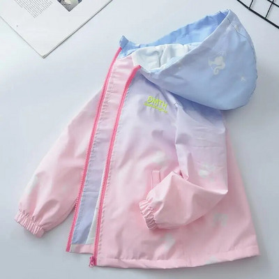 Detská jesenná búrková bunda, kórejská móda s kapucňou, trenčkot, sladké dievčatá, vetrovka, dospievajúci jarný zips, vrchné oblečenie