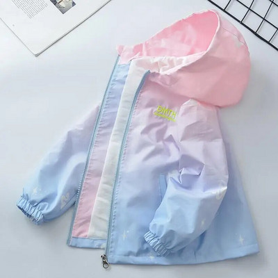 Detská jesenná búrková bunda, kórejská móda s kapucňou, trenčkot, sladké dievčatá, vetrovka, dospievajúci jarný zips, vrchné oblečenie