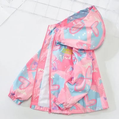 Detská jesenná búrková bunda, kórejská móda s kapucňou, trenčkot, sladké dievčatá, vetrovka, dospievajúci jarný zips, vrchné oblečenie