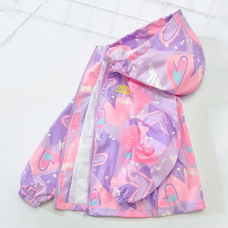Detská jesenná búrková bunda, kórejská móda s kapucňou, trenčkot, sladké dievčatá, vetrovka, dospievajúci jarný zips, vrchné oblečenie