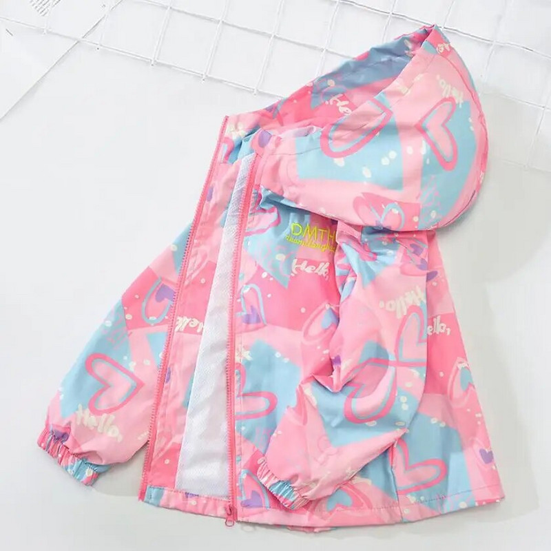 Detská jesenná búrková bunda, kórejská móda s kapucňou, trenčkot, sladké dievčatá, vetrovka, dospievajúci jarný zips, vrchné oblečenie