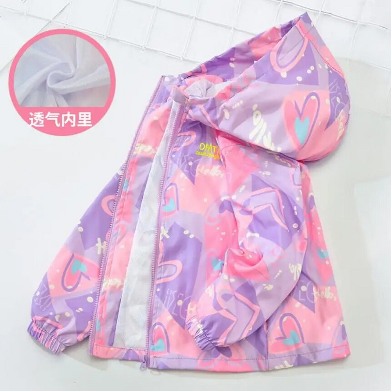 Detská jesenná búrková bunda, kórejská móda s kapucňou, trenčkot, sladké dievčatá, vetrovka, dospievajúci jarný zips, vrchné oblečenie