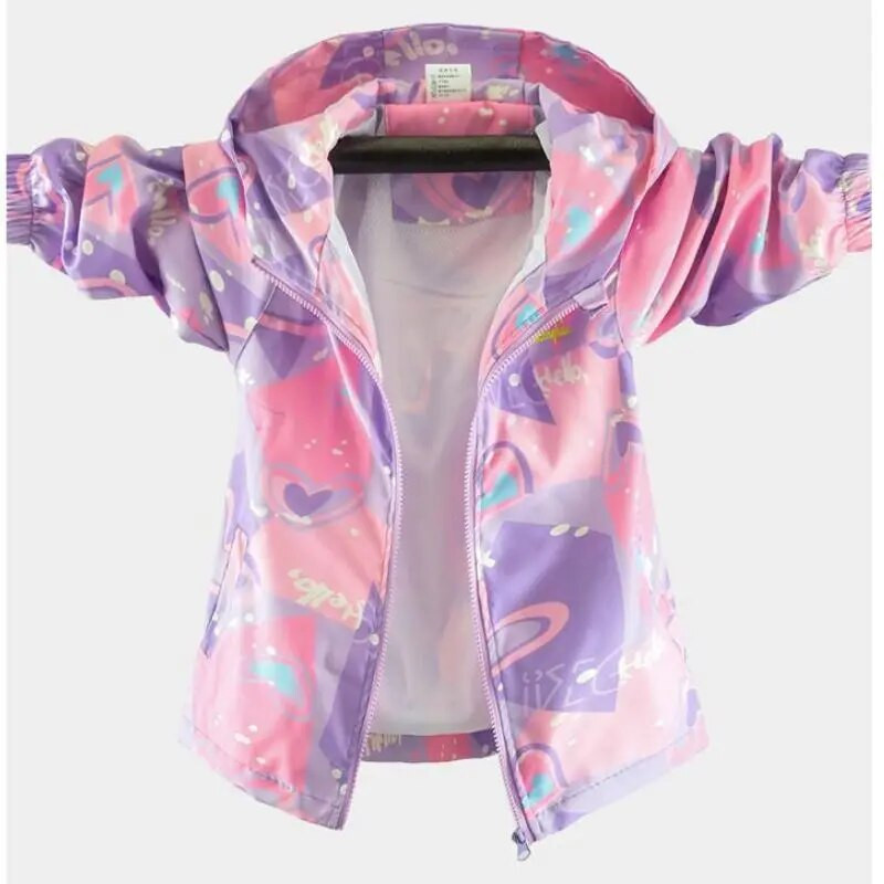 Detská jesenná búrková bunda, kórejská móda s kapucňou, trenčkot, sladké dievčatá, vetrovka, dospievajúci jarný zips, vrchné oblečenie