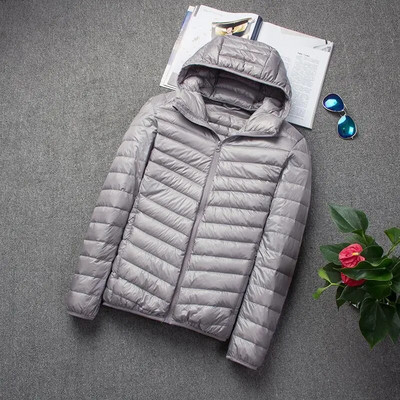 Ziemas vīriešu mētelis viegla dūnu jaka vīriešu apkakle ar kapuci īsa jauniešu īpaši plāns liels vīriešu mētelis