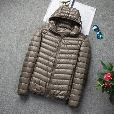 Ziemas vīriešu mētelis viegla dūnu jaka vīriešu apkakle ar kapuci īsa jauniešu īpaši plāns liels vīriešu mētelis