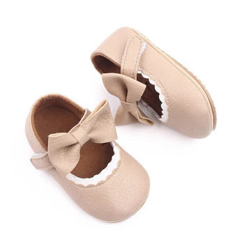 Обувки за принцеса с голям лък за новородени бебета Нехлъзгащи се обувки за момичета за солидни първи стъпки Бебешки мокасини Обувки за малко дете
