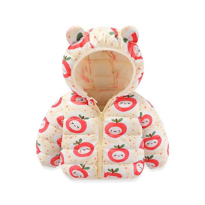 Jachetă de iarnă cu glugă cu puf, cu glugă, cu imprimeu dulce de desene animate, băiat, fată, 0-6 ani, versiunea coreeană 2023, îmbrăcăminte nouă la modă pentru copii