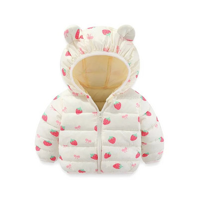 Jachetă de iarnă cu glugă cu puf, cu glugă, cu imprimeu dulce de desene animate, băiat, fată, 0-6 ani, versiunea coreeană 2023, îmbrăcăminte nouă la modă pentru copii