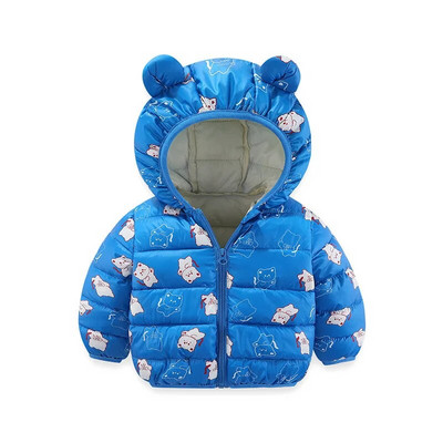 Jachetă de iarnă cu glugă cu puf, cu glugă, cu imprimeu dulce de desene animate, băiat, fată, 0-6 ani, versiunea coreeană 2023, îmbrăcăminte nouă la modă pentru copii