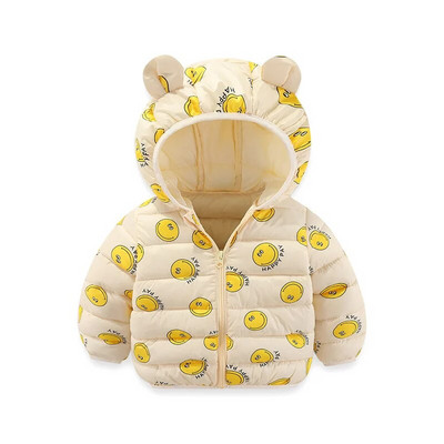 Jachetă de iarnă cu glugă cu puf, cu glugă, cu imprimeu dulce de desene animate, băiat, fată, 0-6 ani, versiunea coreeană 2023, îmbrăcăminte nouă la modă pentru copii
