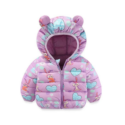 Jachetă de iarnă cu glugă cu puf, cu glugă, cu imprimeu dulce de desene animate, băiat, fată, 0-6 ani, versiunea coreeană 2023, îmbrăcăminte nouă la modă pentru copii