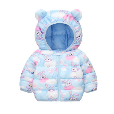 Jachetă de iarnă cu glugă cu puf, cu glugă, cu imprimeu dulce de desene animate, băiat, fată, 0-6 ani, versiunea coreeană 2023, îmbrăcăminte nouă la modă pentru copii