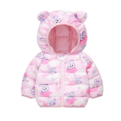 Jachetă de iarnă cu glugă cu puf, cu glugă, cu imprimeu dulce de desene animate, băiat, fată, 0-6 ani, versiunea coreeană 2023, îmbrăcăminte nouă la modă pentru copii
