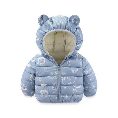 Jachetă de iarnă cu glugă cu puf, cu glugă, cu imprimeu dulce de desene animate, băiat, fată, 0-6 ani, versiunea coreeană 2023, îmbrăcăminte nouă la modă pentru copii