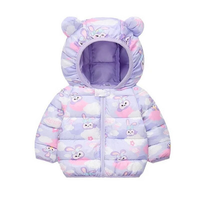 Jachetă de iarnă cu glugă cu puf, cu glugă, cu imprimeu dulce de desene animate, băiat, fată, 0-6 ani, versiunea coreeană 2023, îmbrăcăminte nouă la modă pentru copii