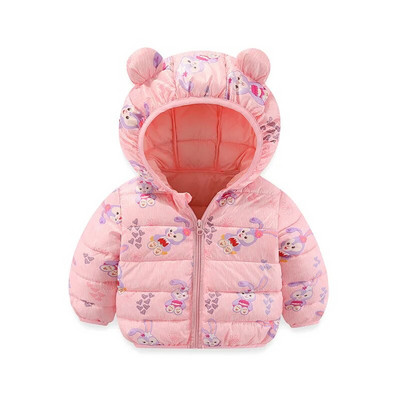 Jachetă de iarnă cu glugă cu puf, cu glugă, cu imprimeu dulce de desene animate, băiat, fată, 0-6 ani, versiunea coreeană 2023, îmbrăcăminte nouă la modă pentru copii