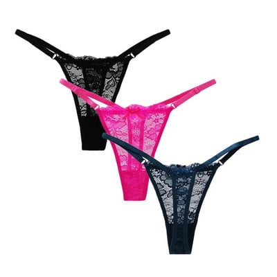 3 buc/set, curea reglabilă, tanga din plasă și șnur G, sexy, cu talie joasă, fără sudură, chiloți pentru femei