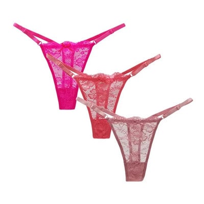 3 buc/set, curea reglabilă, tanga din plasă și șnur G, sexy, cu talie joasă, fără sudură, chiloți pentru femei