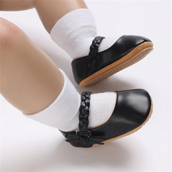 Βρεφικά παπούτσια για κοριτσάκια, μαλακή σόλα PU δερμάτινα παπουτσάκια κούνιας με φιόγκο Αντιολισθητικά Flats παιδικά παπούτσια 0-18 εκ.