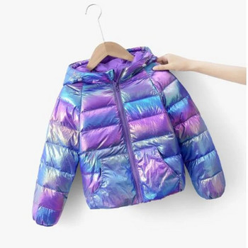 Χειμερινό μπουφάν ζεστό πουπουλένιο με κουκούλα με τύπωμα γράμματος 2-8 χρονών αγόρια κορίτσια πολύχρωμο παλτό Κορεατική έκδοση μοντέρνα παιδικά