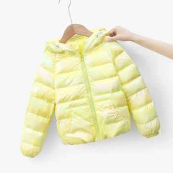Зимно топло пухено яке с качулка и щампа на букви 2-8 години момчета момичета цветно палто корейска версия модерно детско