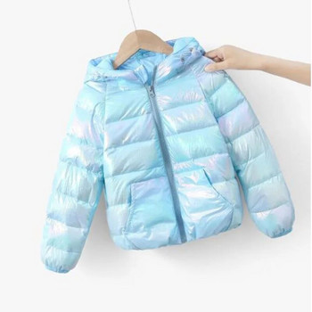 Зимно топло пухено яке с качулка и щампа на букви 2-8 години момчета момичета цветно палто корейска версия модерно детско