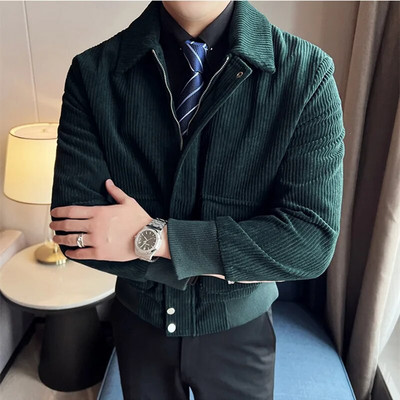 Jachetă pentru bărbați, slim fit, scurtă, de modă, de afaceri, jachetă de culoare solidă, 2023, pentru bărbați, toamnă iarnă, jachete ocazionale din velur cald