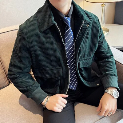 Jachetă pentru bărbați, slim fit, scurtă, de modă, de afaceri, jachetă de culoare solidă, 2023, pentru bărbați, toamnă iarnă, jachete ocazionale din velur cald