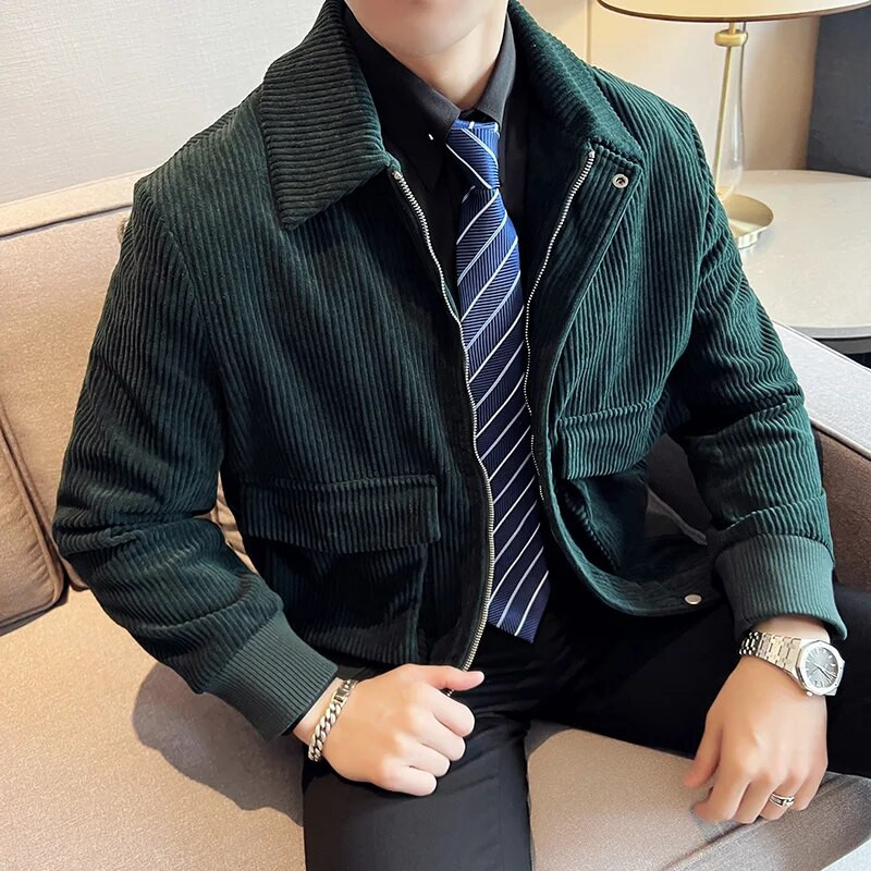 Jachetă pentru bărbați, slim fit, scurtă, de modă, de afaceri, jachetă de culoare solidă, 2023, pentru bărbați, toamnă iarnă, jachete ocazionale din velur cald