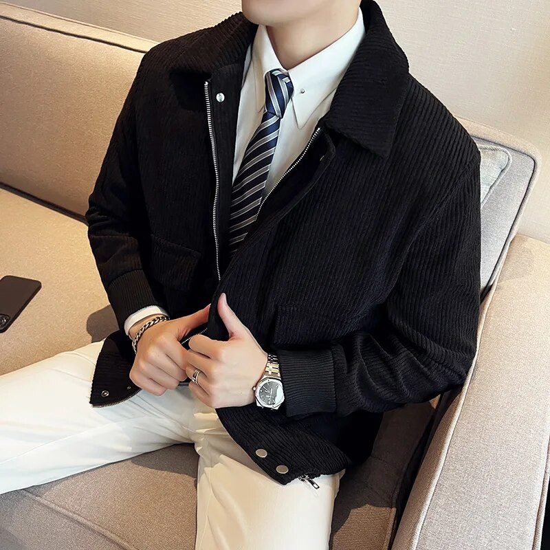 Jachetă pentru bărbați, slim fit, scurtă, de modă, de afaceri, jachetă de culoare solidă, 2023, pentru bărbați, toamnă iarnă, jachete ocazionale din velur cald