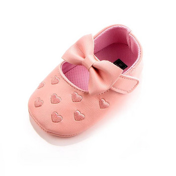 Princess Love Shoes PU кожени бебешки момичета Бебешки мокасини Обувки с голяма панделка Ресни Мека подметка Неплъзгащи се обувки Обувки за детско креватче
