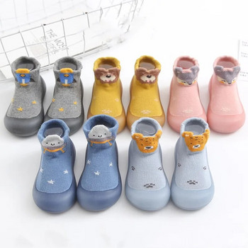 Обувки за новородено бебе Момче Модел на бродерия Нехлъзгащи се чорапи за под Деца Момичета Мека гумена подметка Детско креватче Ботуши Обувки за малко дете