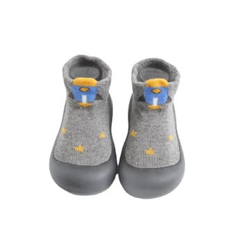 Обувки за новородено бебе Момче Модел на бродерия Нехлъзгащи се чорапи за под Деца Момичета Мека гумена подметка Детско креватче Ботуши Обувки за малко дете