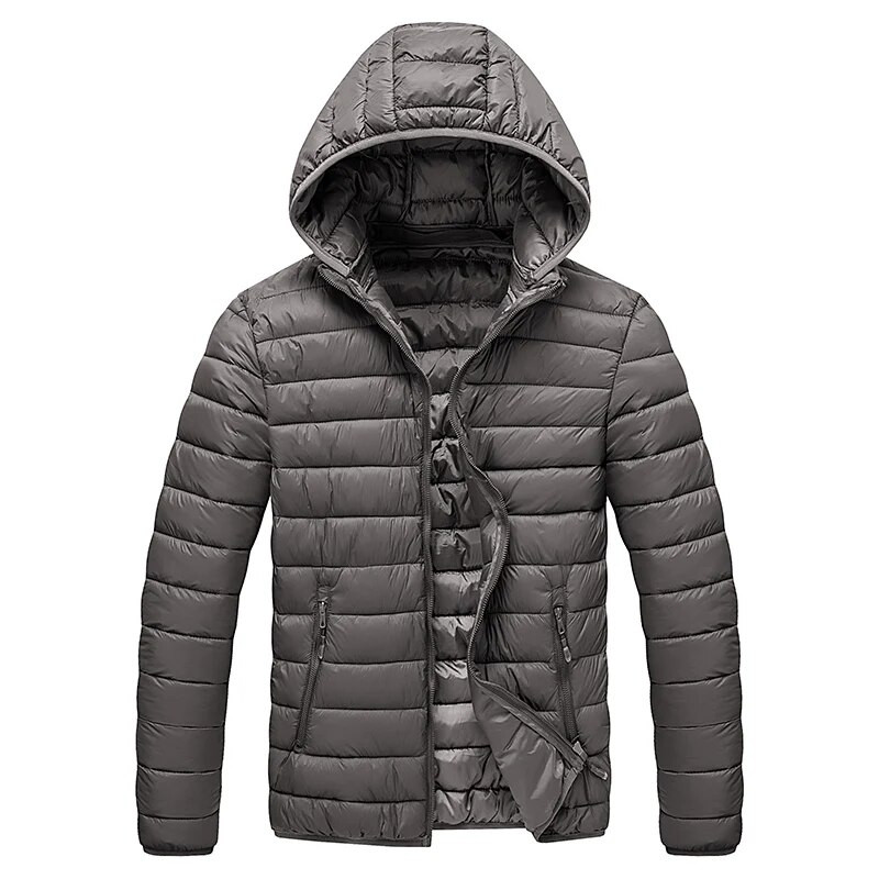 Loetavad õhukesed talvejoped Meeste vabaaja täiskübar, eemaldatav kapuutsiga sulemantlid, mees