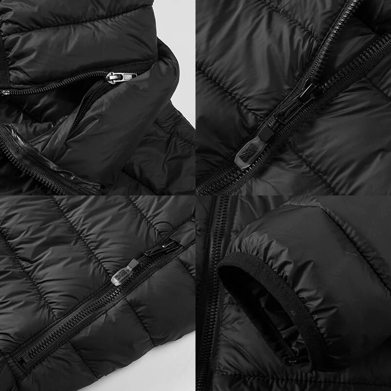 Loetavad õhukesed talvejoped Meeste vabaaja täiskübar, eemaldatav kapuutsiga sulemantlid, mees