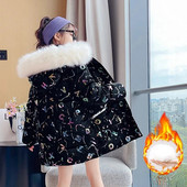 Pesuvaba 2023. aasta puuvillane tüdrukute talvejope 2023. aasta uued laste paksud lastejoped tüdrukutele Parka talveriided 9a.