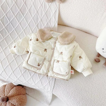 Βρεφικό μπουφάν με βαμβακερή επένδυση Χειμερινό παλτό Κέντημα κινουμένων σχεδίων Ζεστό βελούδινο πέτο Βρεφικό νήπιο Παιδικό μωρό χοντρά ρούχα 12M-7Y